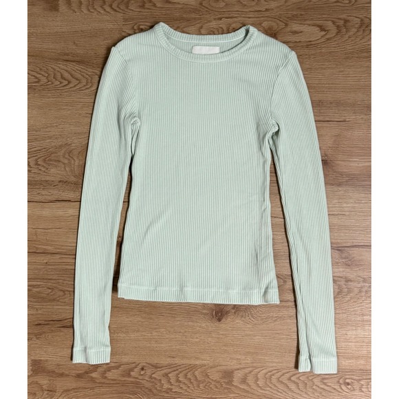 Citizens Of Humanity Tops - Citizens of Humanity Ribbed Long Sleeve Bina Crewneck Top in Pistachio Size S